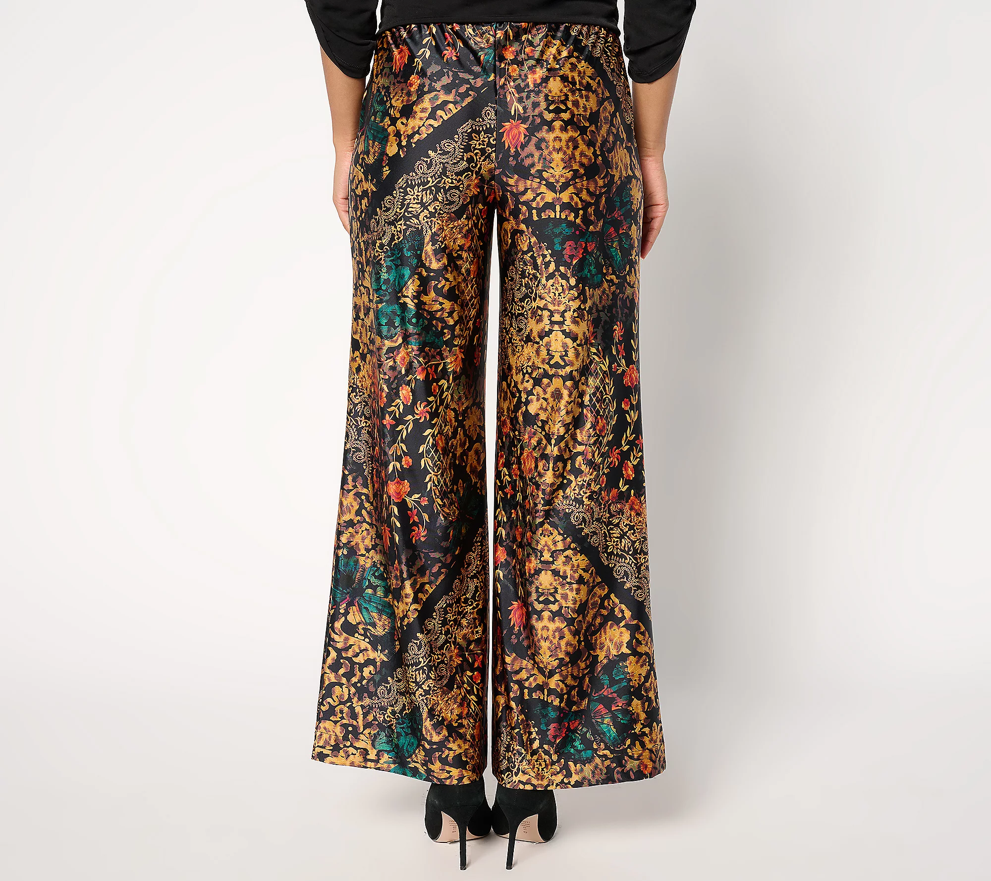 Attitudes by Renee Fluid Satin Pull On Wide Leg Pant
