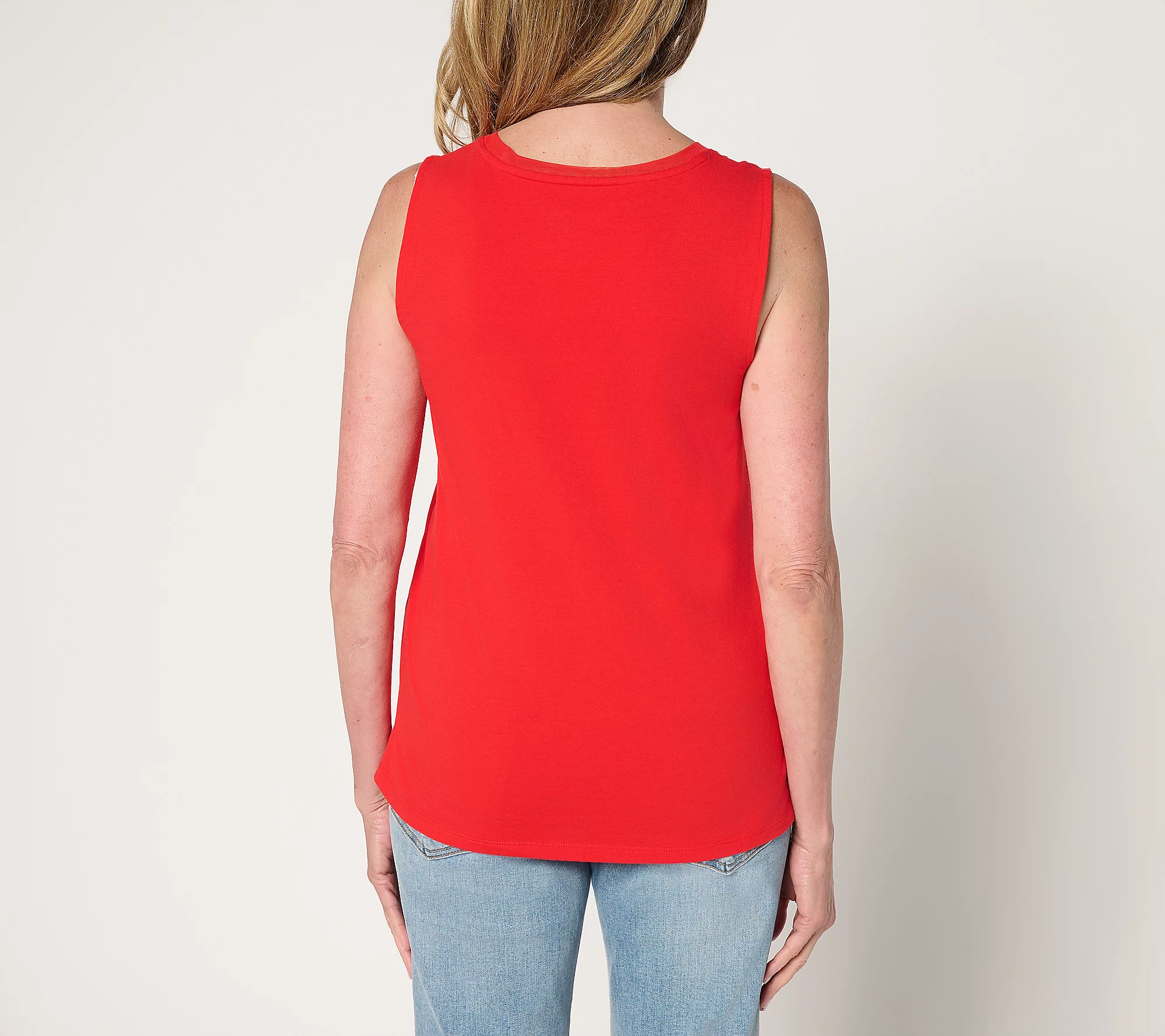Attitudes by Renee Washed Cotton Tank with Mesh Trim