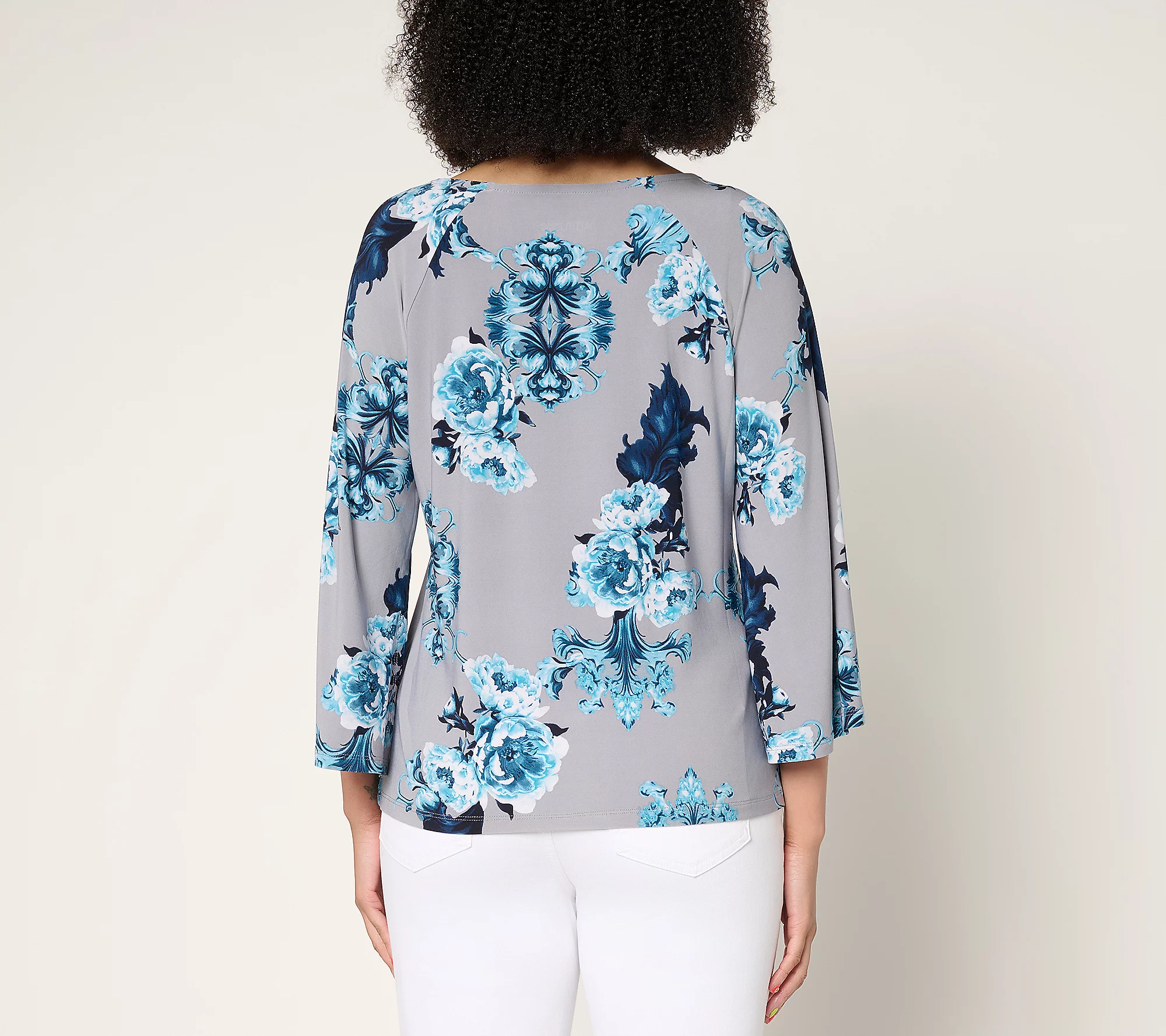 Attitudes by Renee Como Jersey Printed Blouse
