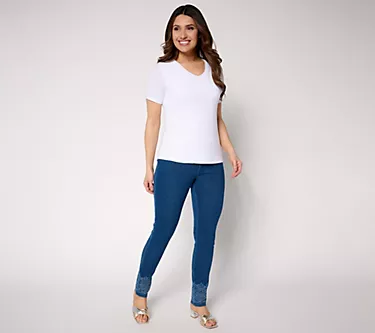 Women with Control Tummy Control Prime Stretch Denim Jeans w/ Studs