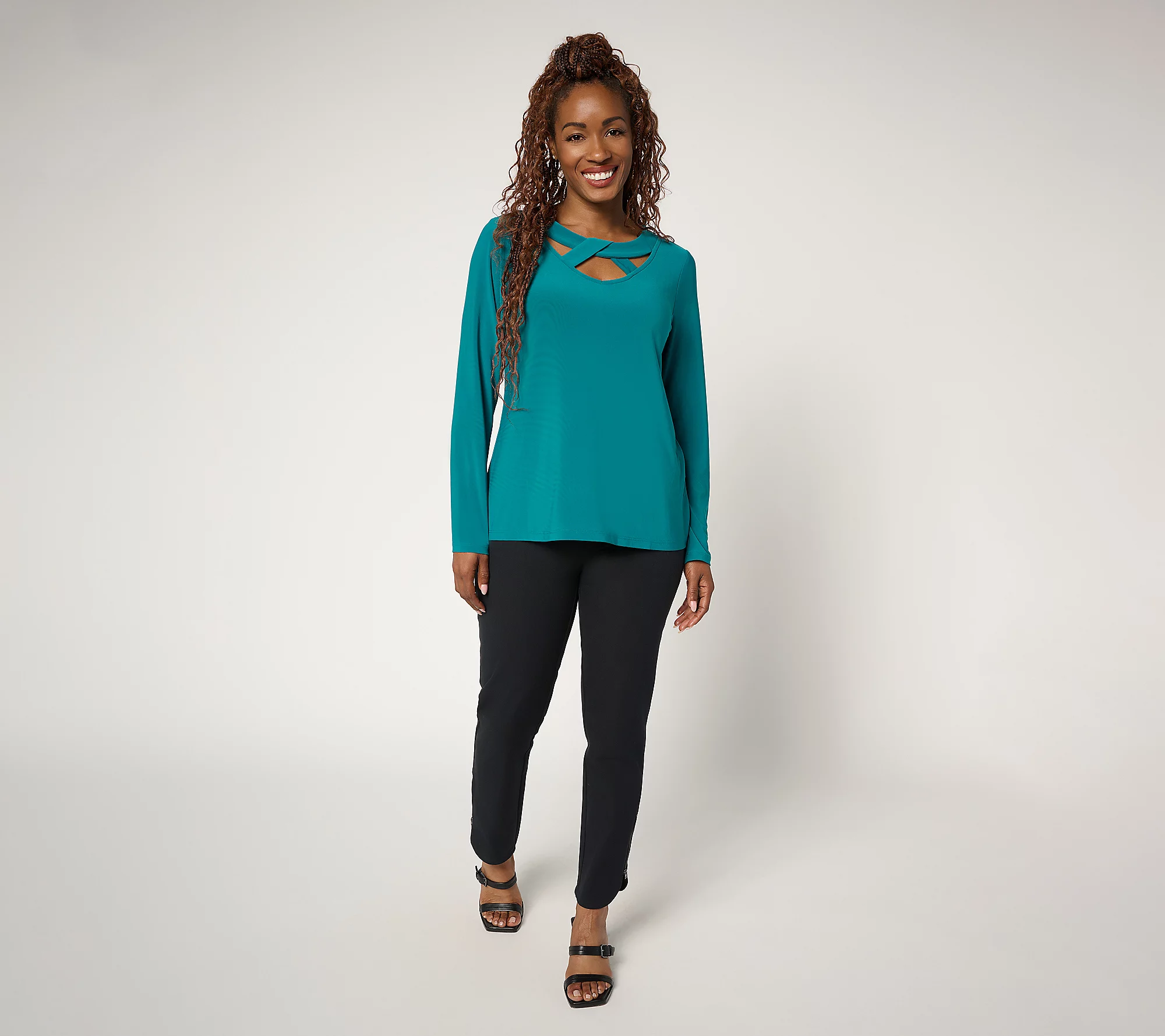 Attitudes by Renee Como Jersey Crossover Neck Top