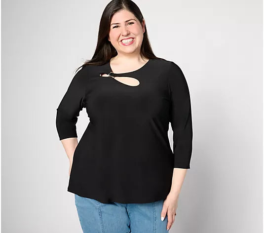 Attitudes by Renee Como Jersey Ring Keyhole Top