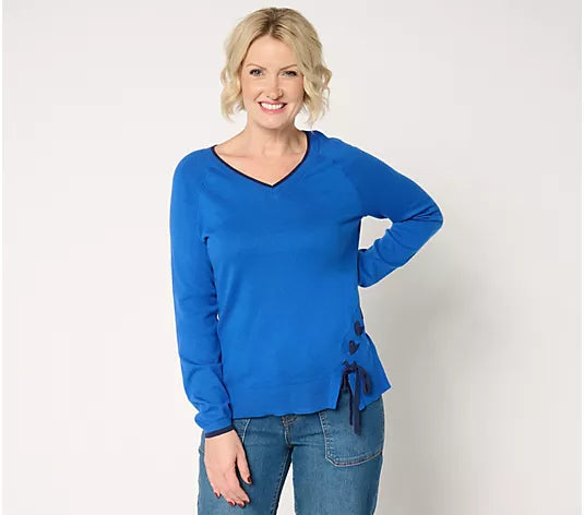 Attitudes by Renee Lace-Up Detail Sweater