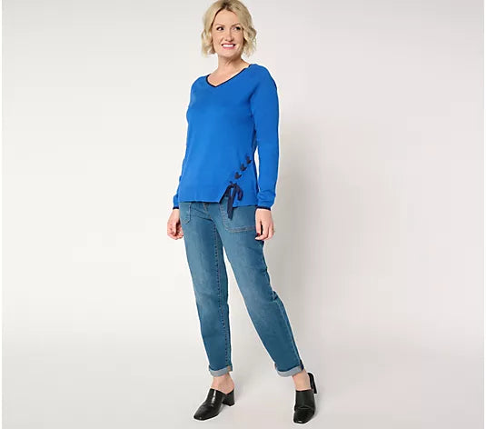 Attitudes by Renee Lace-Up Detail Sweater