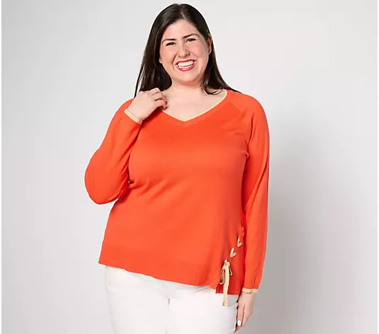 Attitudes by Renee Lace-Up Detail Sweater
