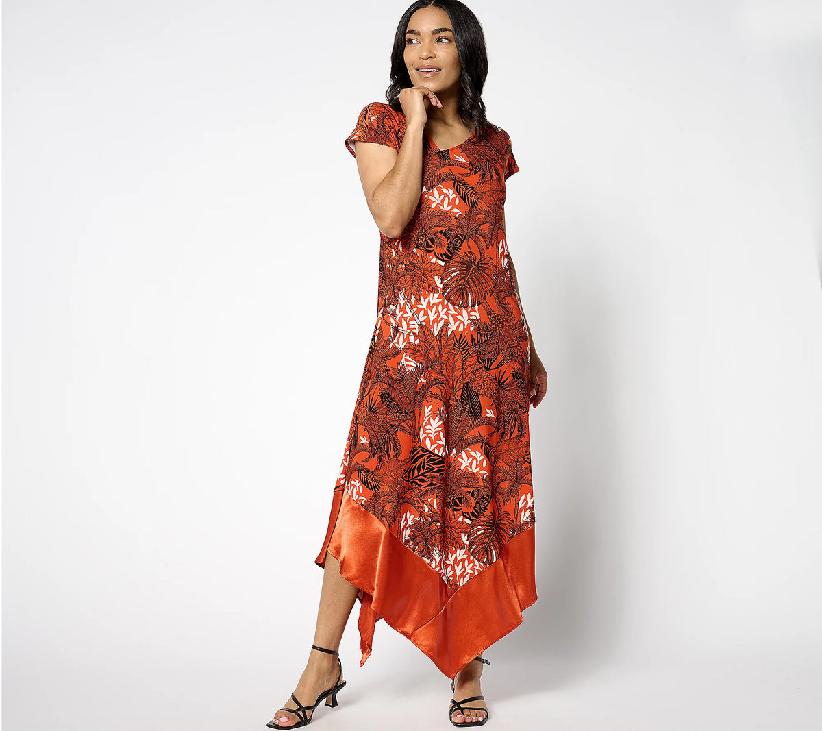 Attitudes by Renee Regular Asymmetric Mix Media Dress – Renee