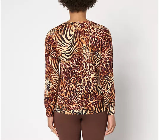 Attitudes by Renee Long Sleeve Printed Sweater