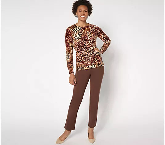 Attitudes by Renee Long Sleeve Printed Sweater