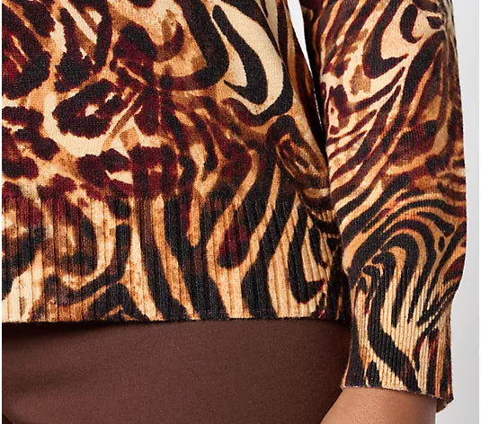 Attitudes by Renee Long Sleeve Printed Sweater