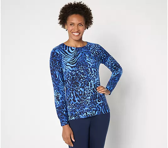 Attitudes by Renee Long Sleeve Printed Sweater