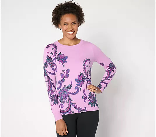 Attitudes by Renee Long Sleeve Printed Sweater