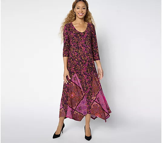 Attitudes by Renee Como Jersey Godet Maxi Dress Sunset / M