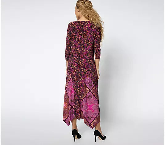chinese dress ladies Attitudes by Renee Como Jersey Godet Maxi Dress Sunset / M