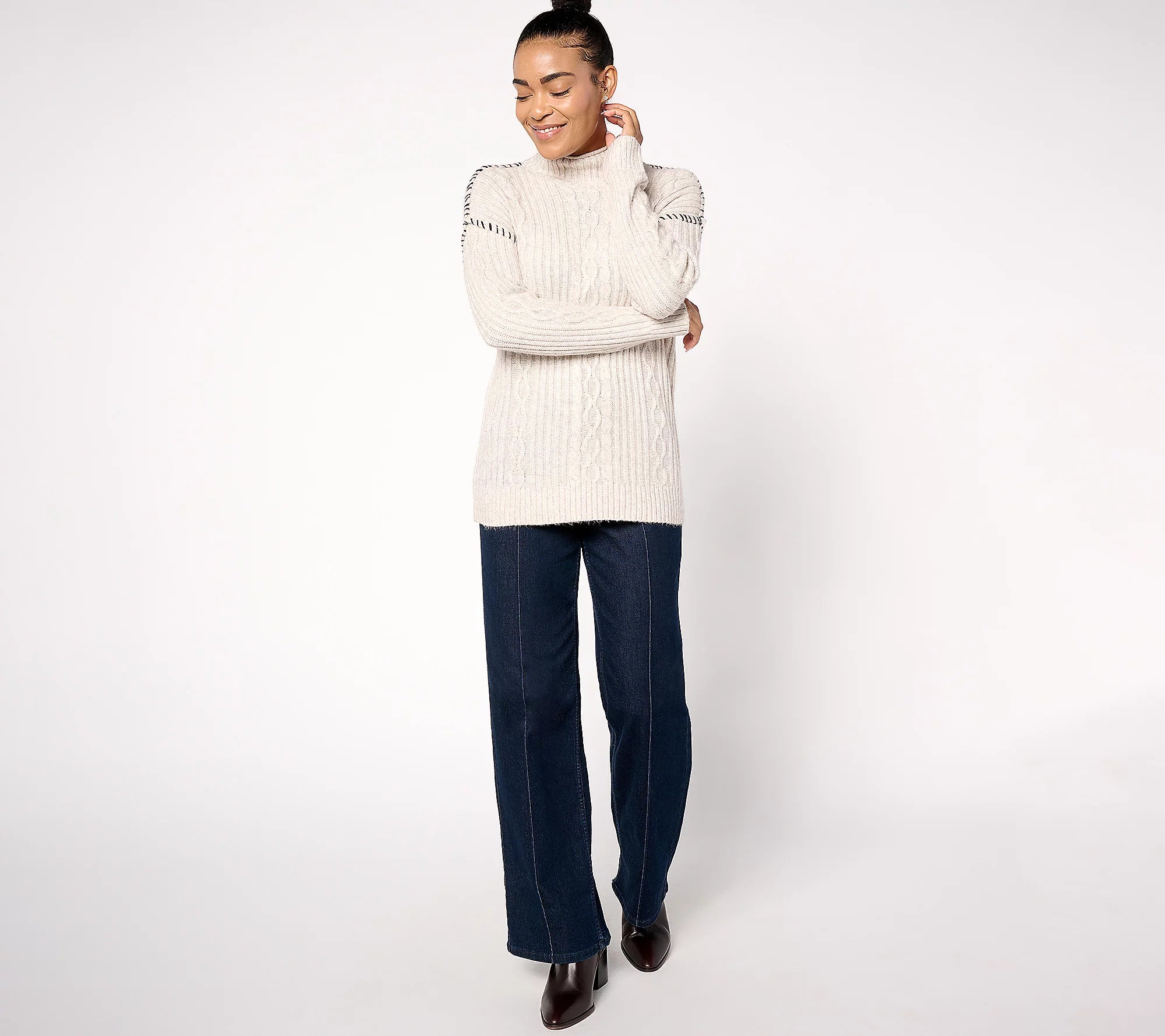 Attitudes by Renee Cable Knit Sweater