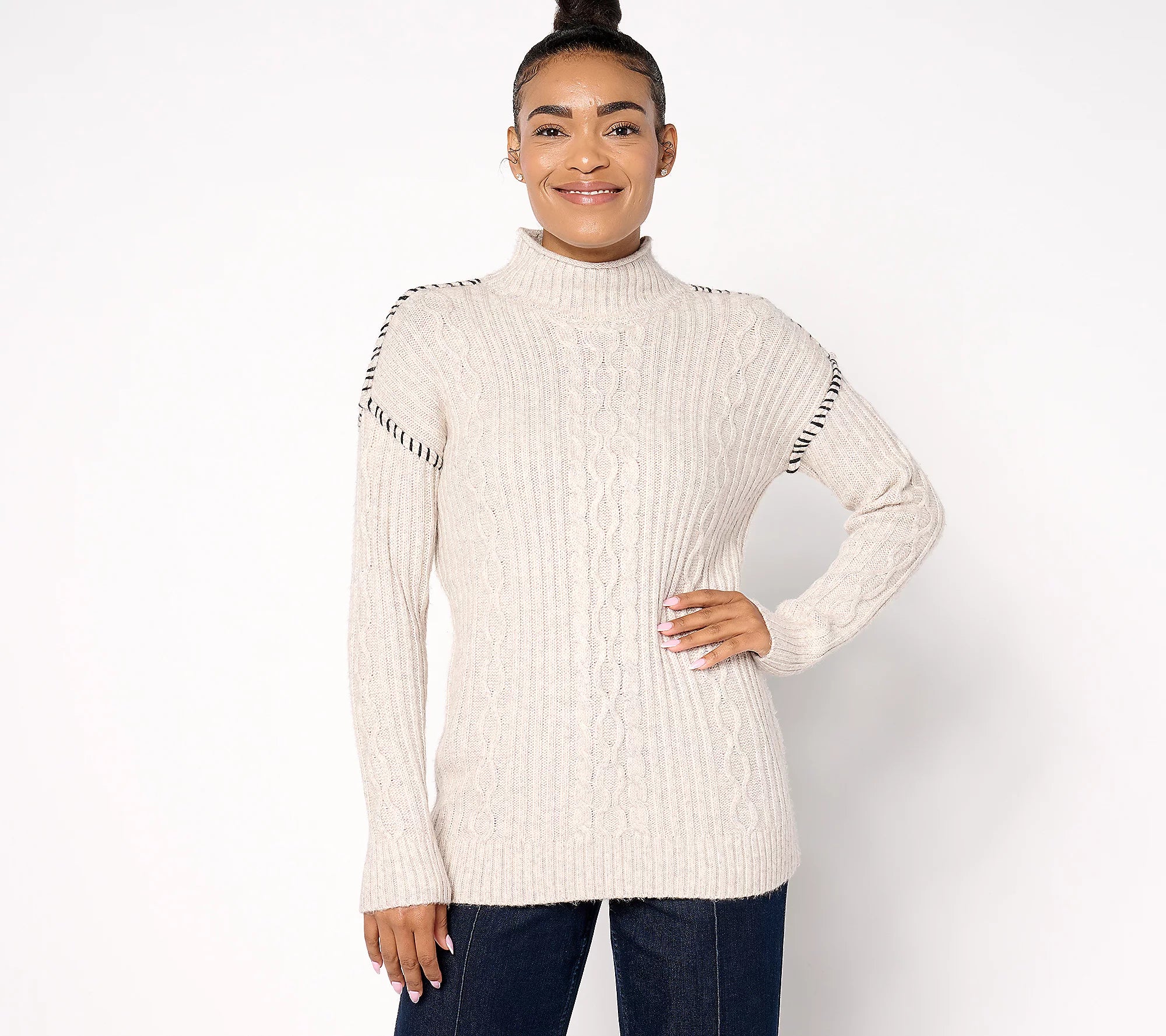 Attitudes by Renee Cable Knit Sweater