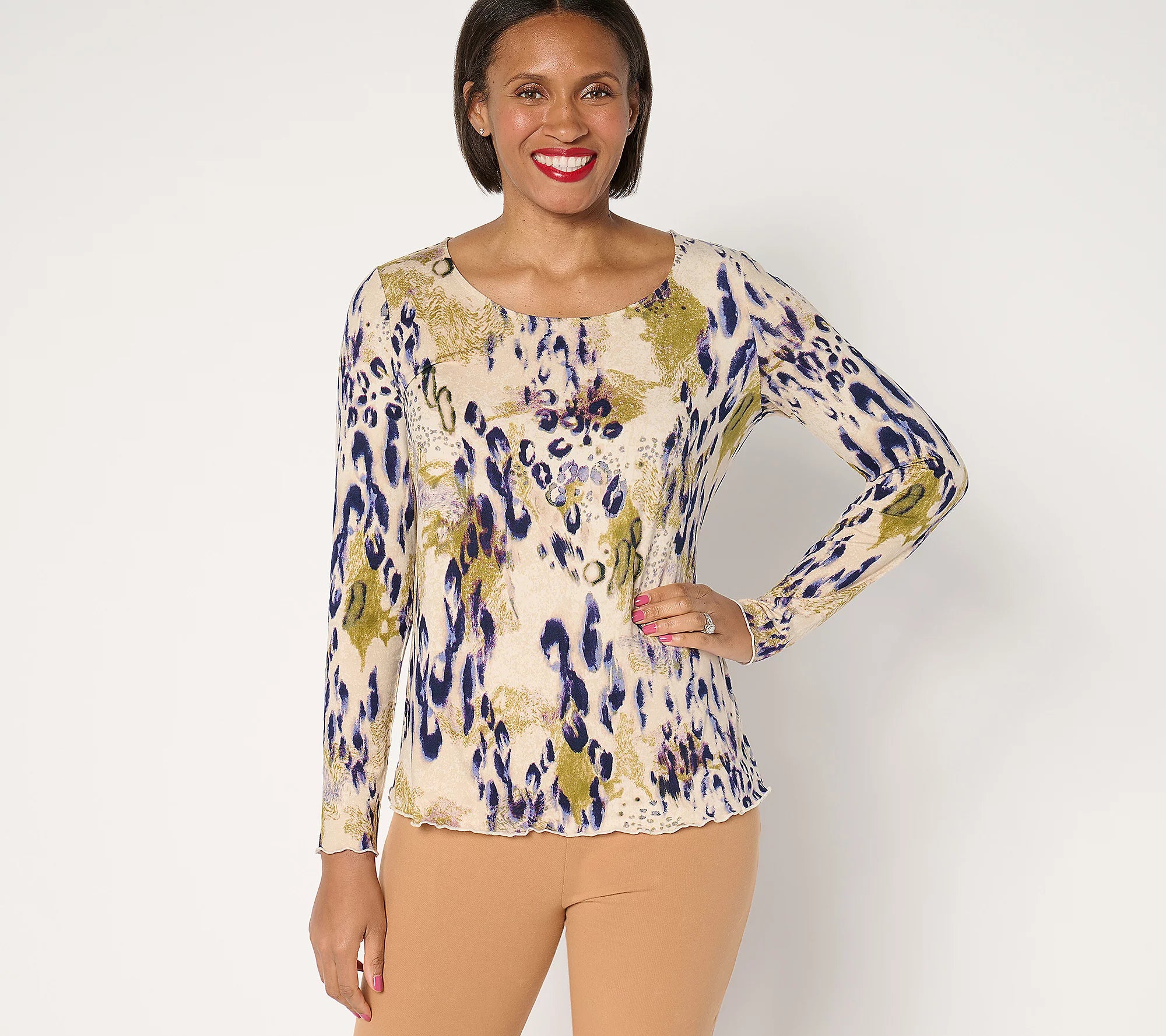 Attitudes by Renee Yummy Jersey Scoop Neck Top