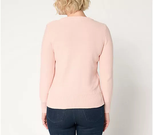 Attitudes by Renee Crew Neck Cable Sweater