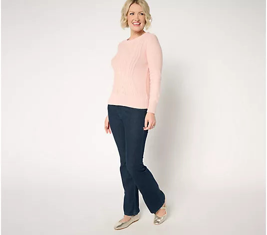 Attitudes by Renee Crew Neck Cable Sweater