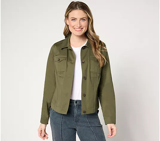Attitudes by Renee Cotton Stretch Sateen Jacket