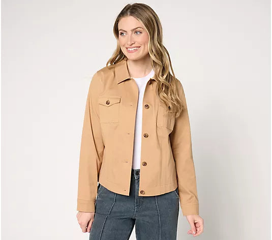 Attitudes by Renee Cotton Stretch Sateen Jacket