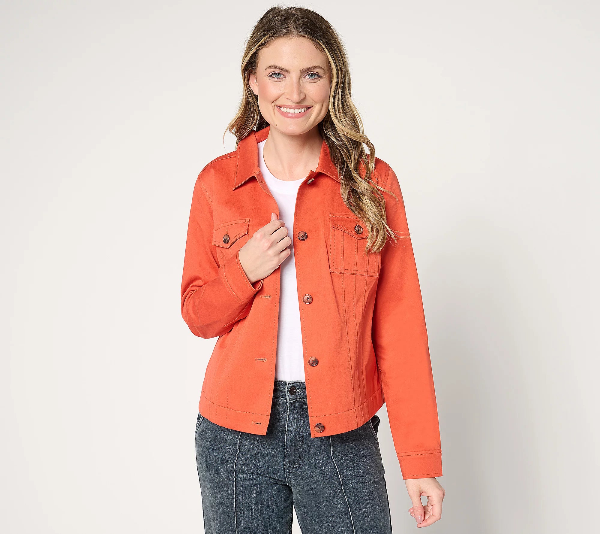 Attitudes by Renee Cotton Stretch Sateen Jacket