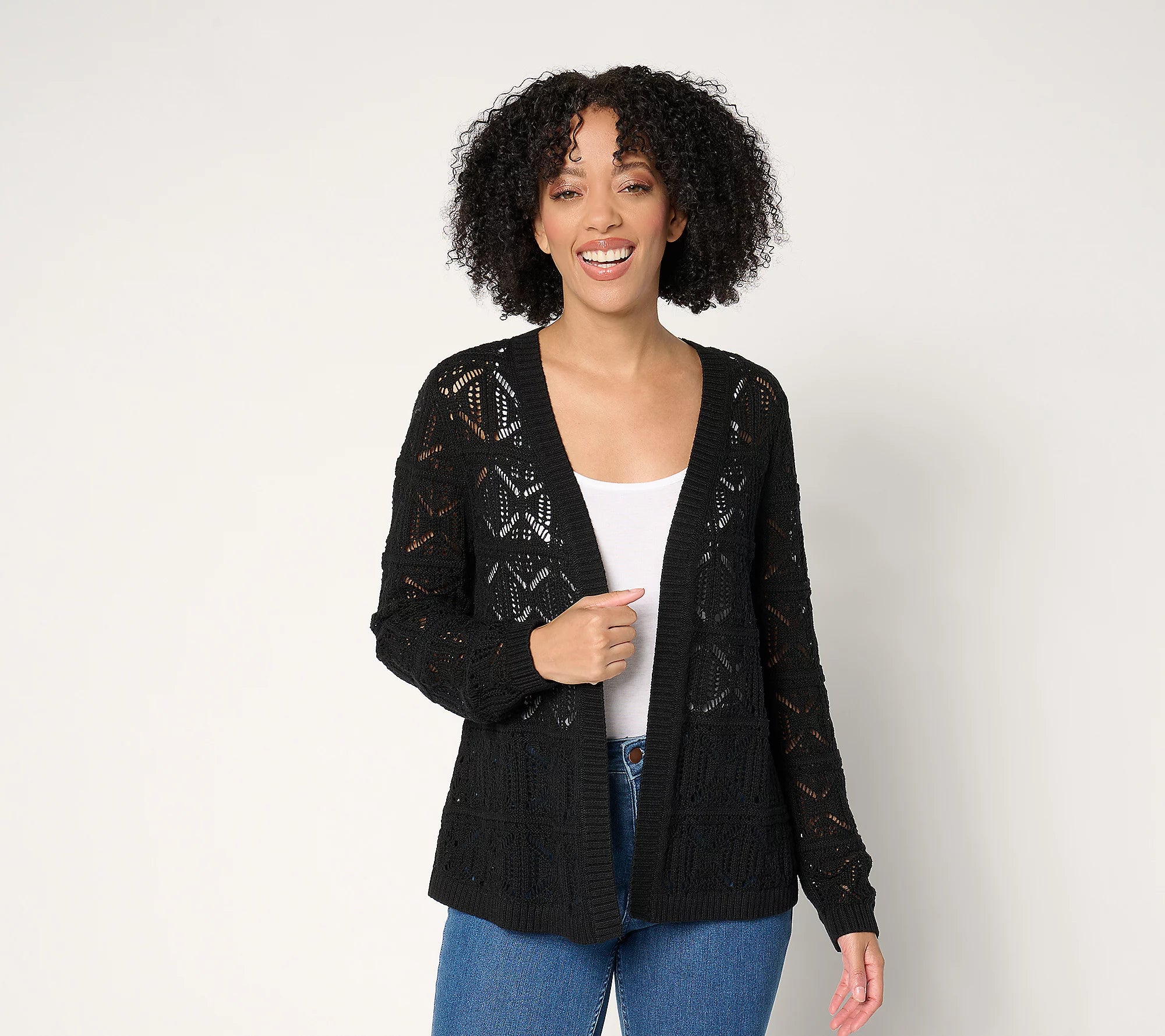 Attitudes by Renee 100% Cotton Crochet Cardigan