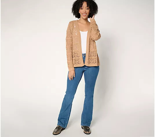 Attitudes by Renee 100% Cotton Crochet Cardigan