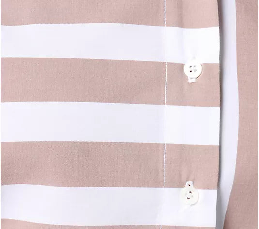 Attitudes by Renee Poplin Button Front Shirt with Mixed Stripe