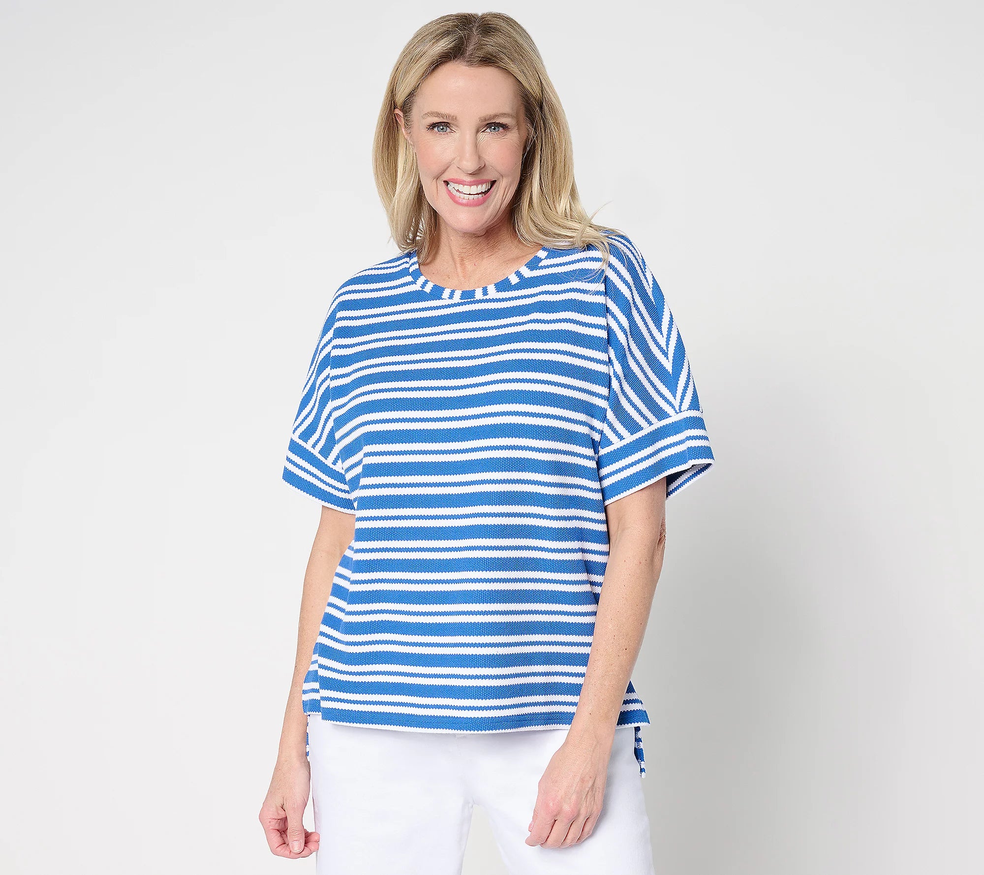 Attitudes by Renee Regular Stripe Textured Knit Tee