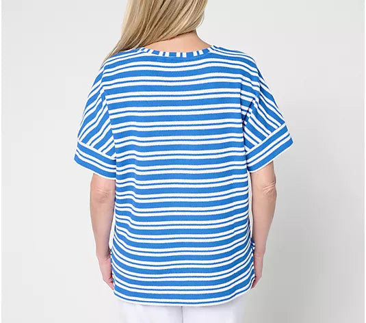 Attitudes by Renee Regular Stripe Textured Knit Tee