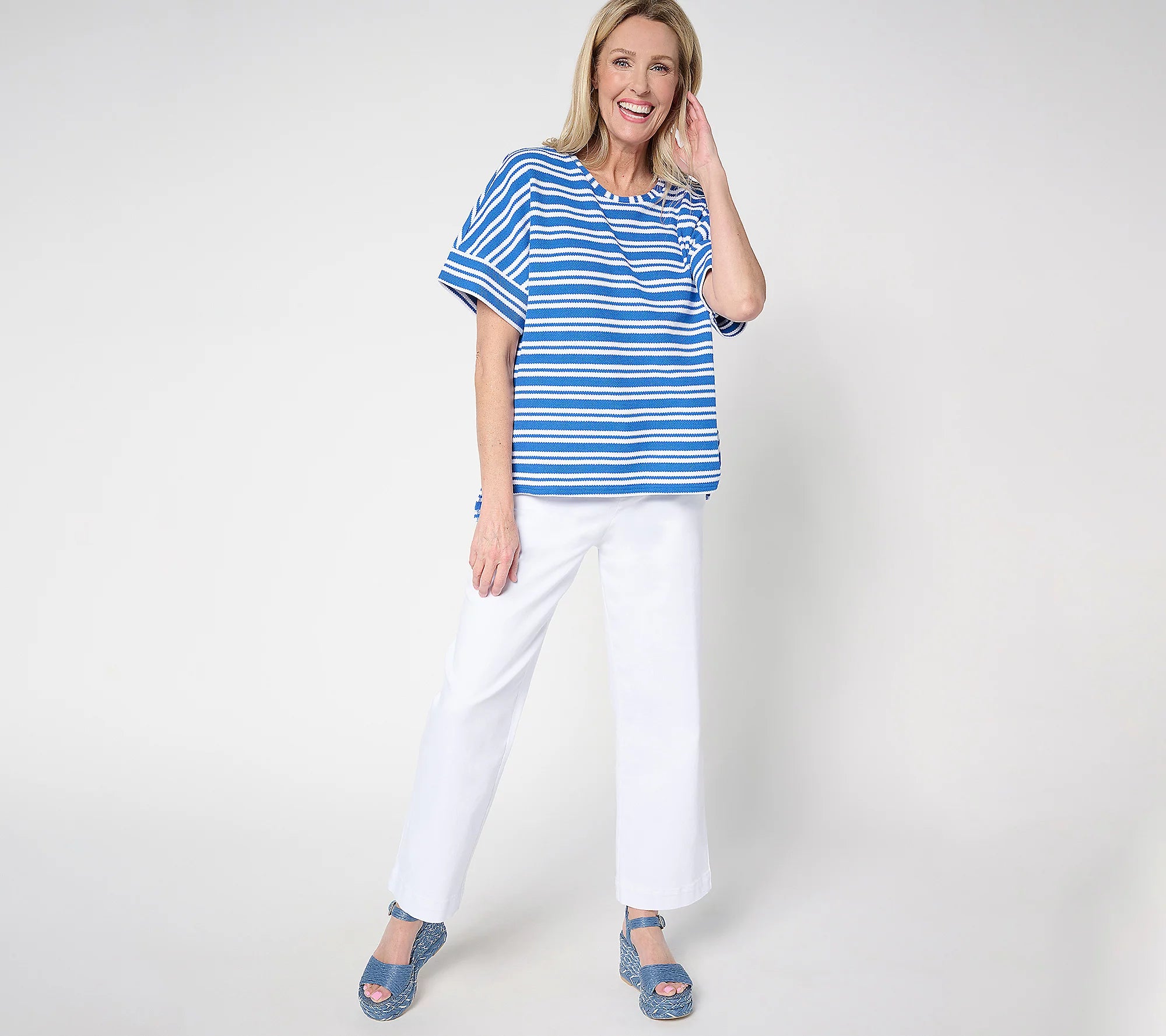 Attitudes by Renee Regular Stripe Textured Knit Tee