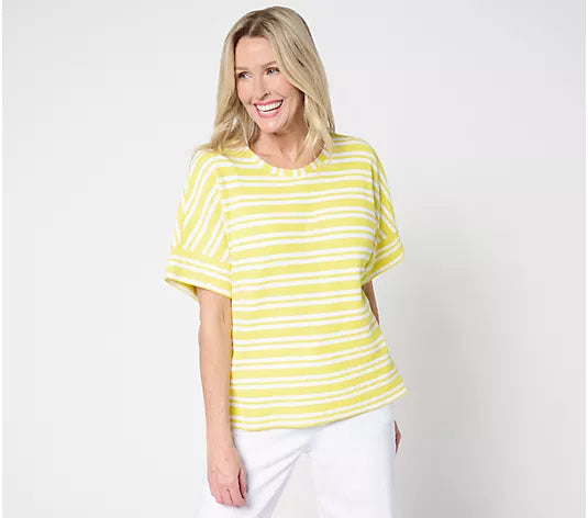 Attitudes by Renee Regular Stripe Textured Knit Tee