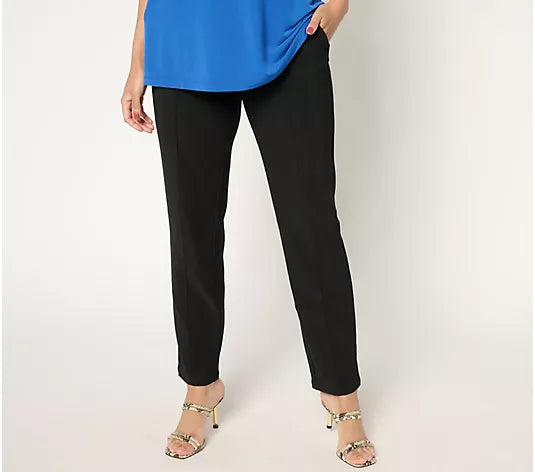 Attitudes by Renee Regular Euro Knit Straight Leg Ankle Pants