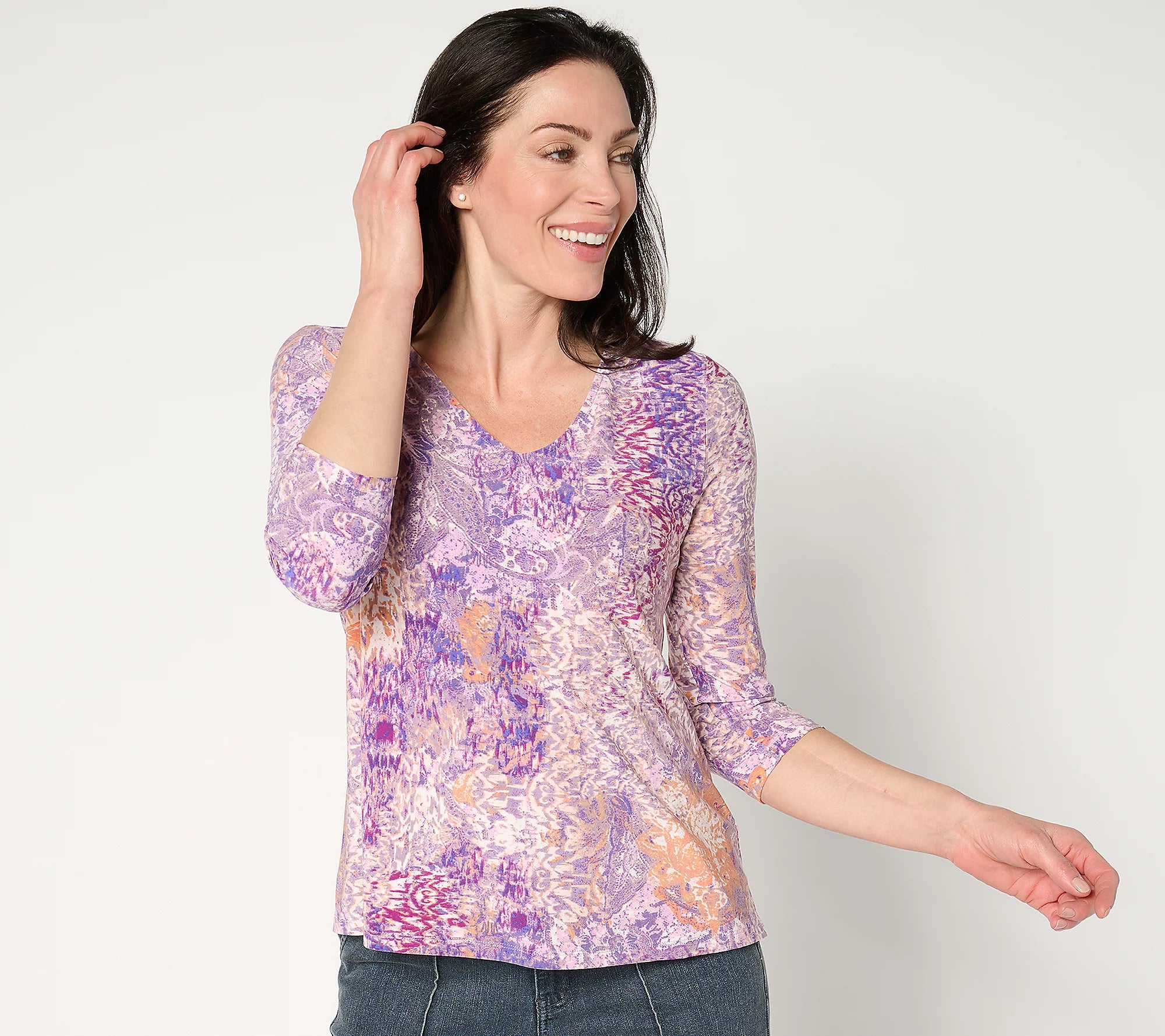 Attitudes by Renee Como Jersey Printed Top
