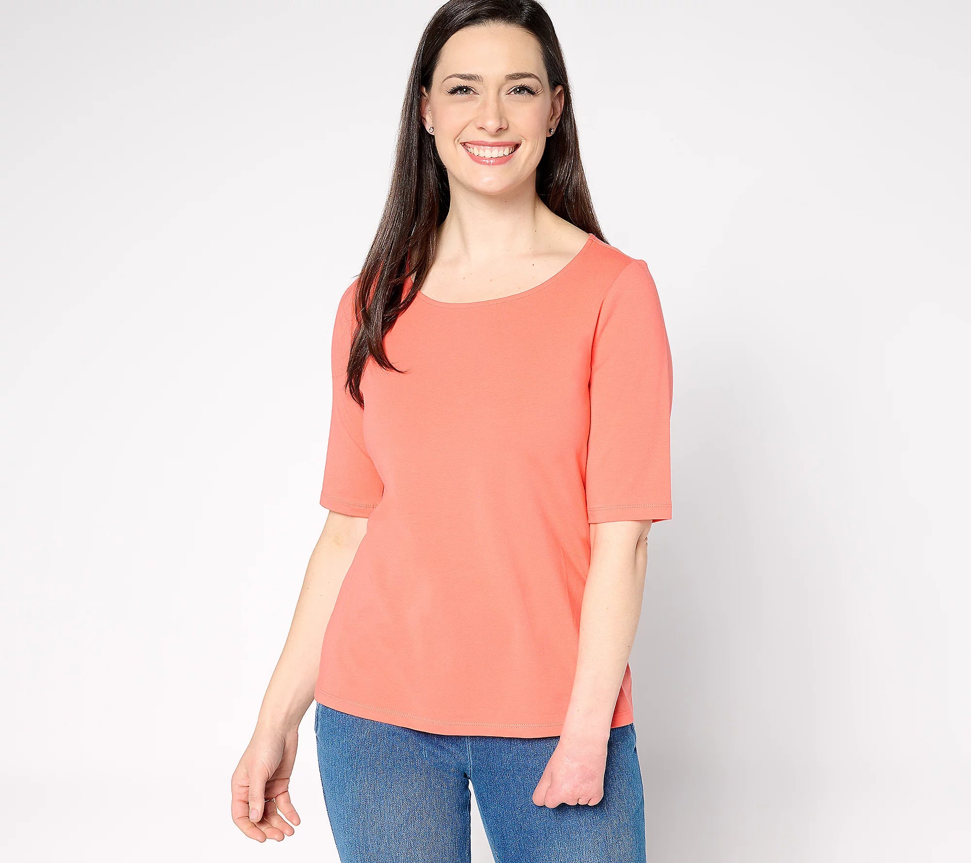 Attitudes by Renee Washed Cotton Ballet Neck Top