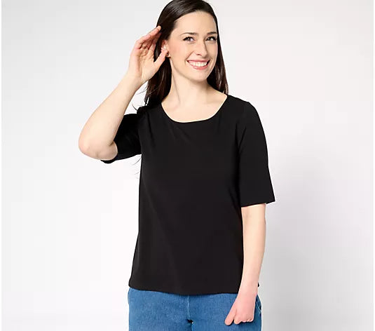 Attitudes by Renee Washed Cotton Ballet Neck Top