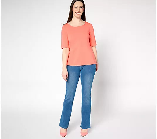 Attitudes by Renee Washed Cotton Ballet Neck Top