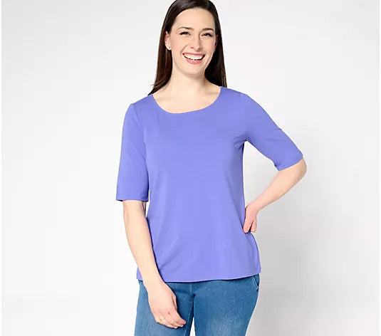Attitudes by Renee Washed Cotton Ballet Neck Top