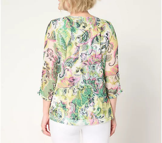 Attitudes by Renee Textured Knit Printed Top