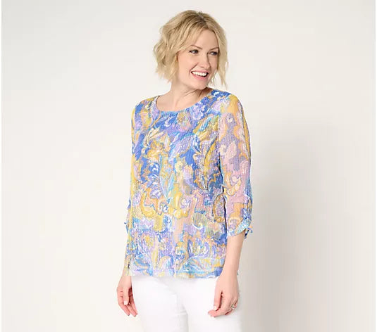 Attitudes by Renee Textured Knit Printed Top