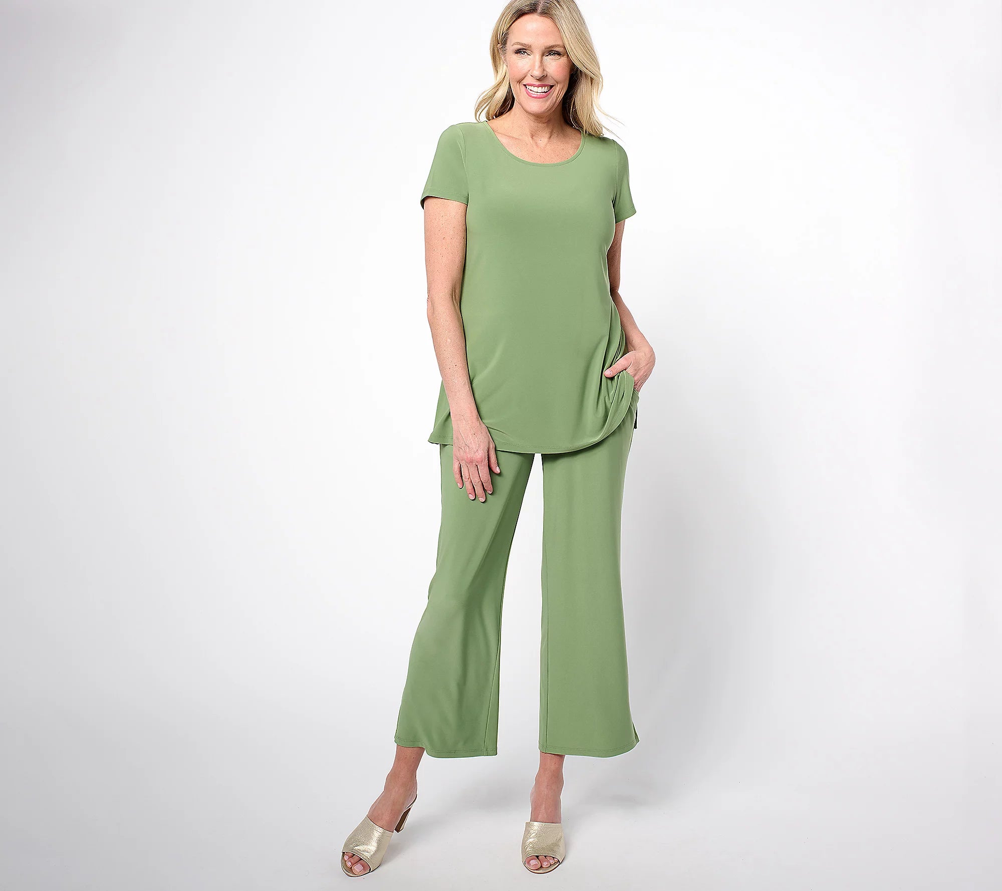 Attitudes by Renee La Roma Jersey Wide Leg Crop Pants