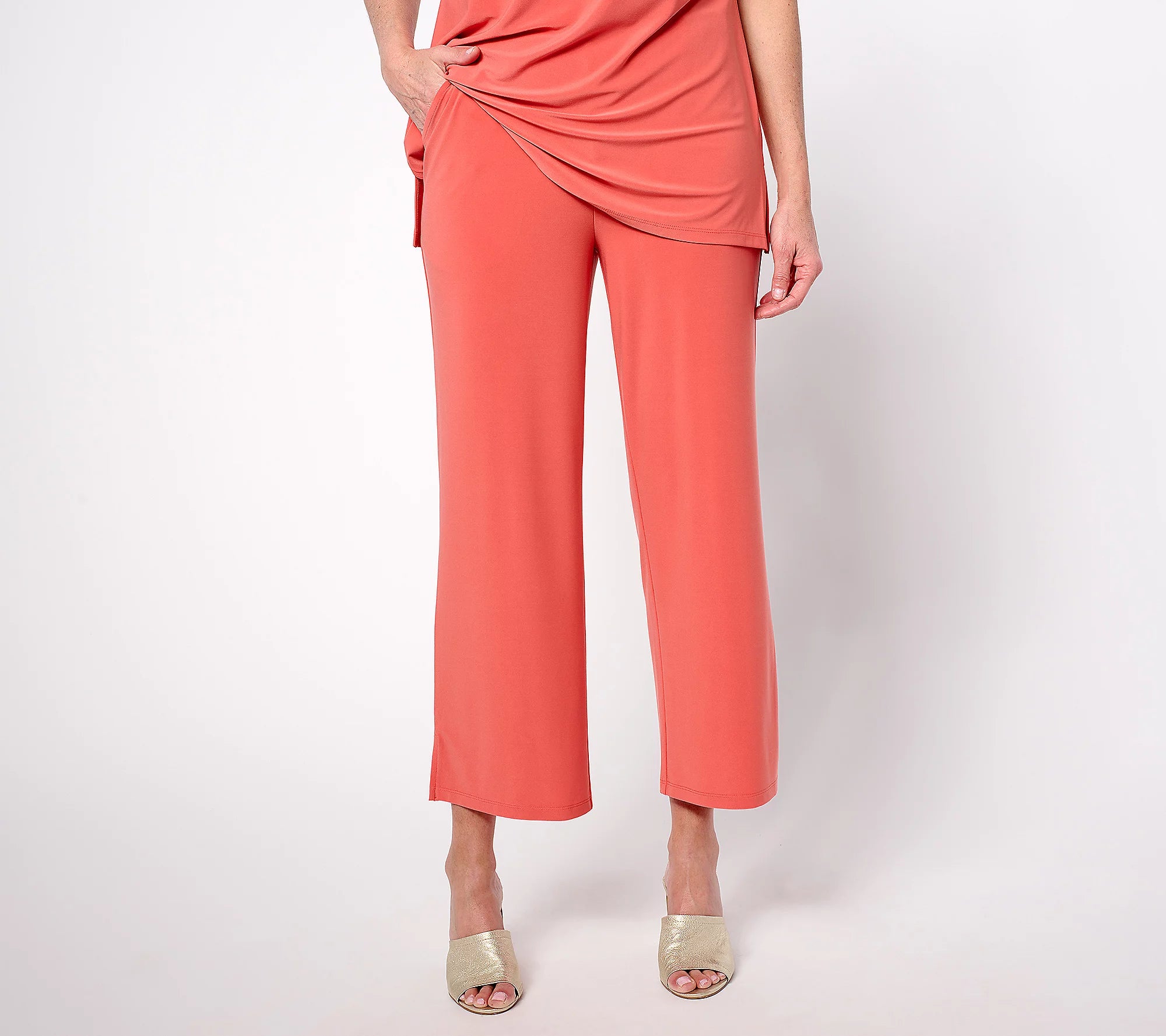 Attitudes by Renee La Roma Jersey Wide Leg Crop Pants