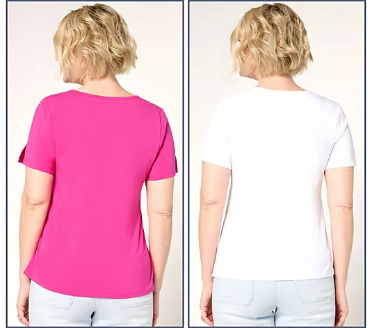 Attitudes by Renee Washed Cotton 2-Pack Tee Set