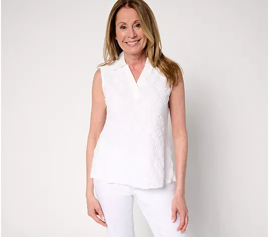 Attitudes by Renee Textured Knit Button Front Tank