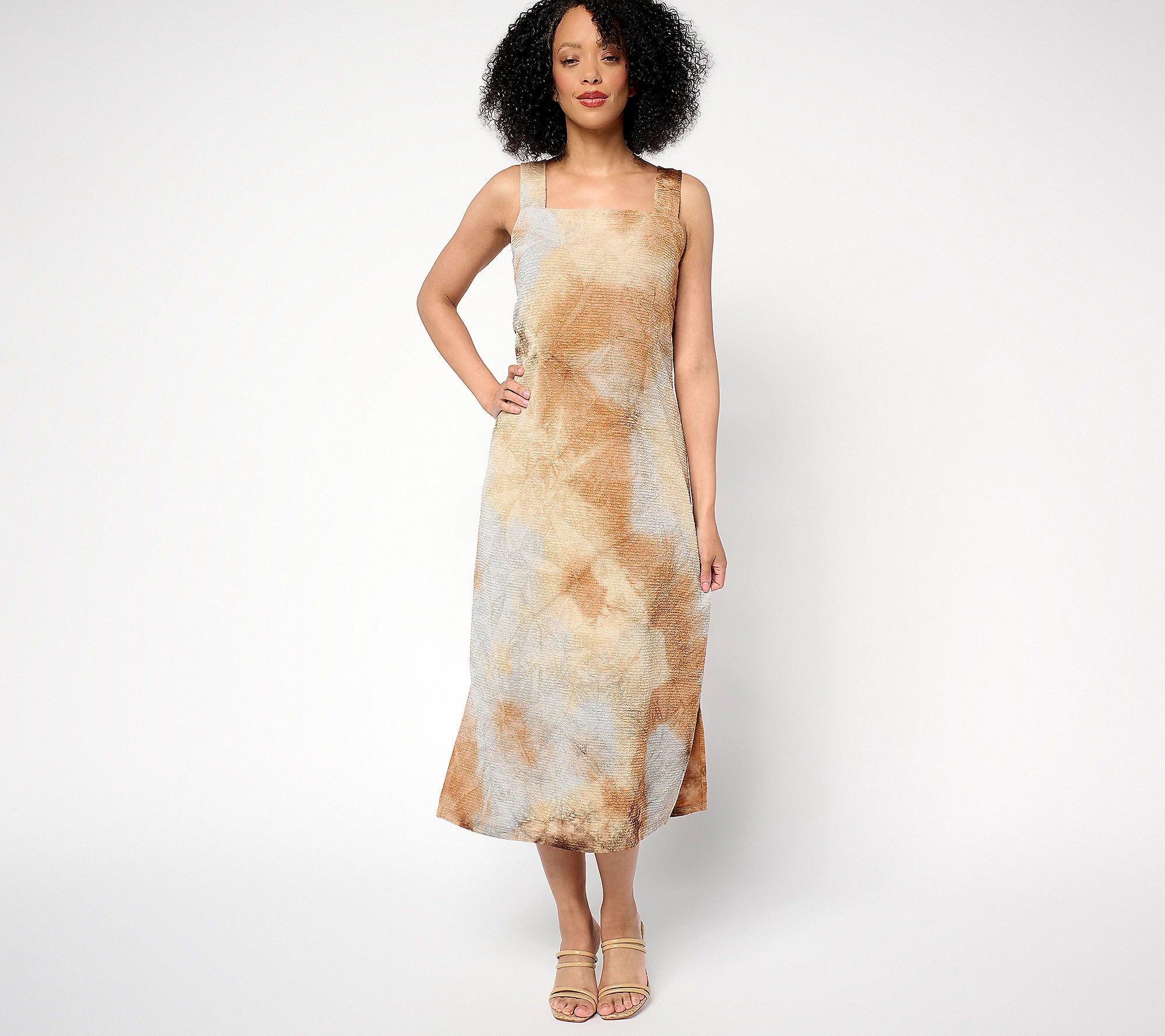 Attitudes by Renee Textured Knit Tie Dye Midi Dress