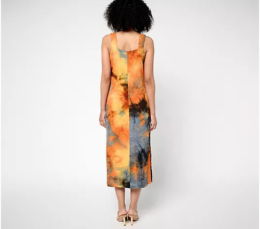 Attitudes by Renee Textured Knit Tie Dye Midi Dress