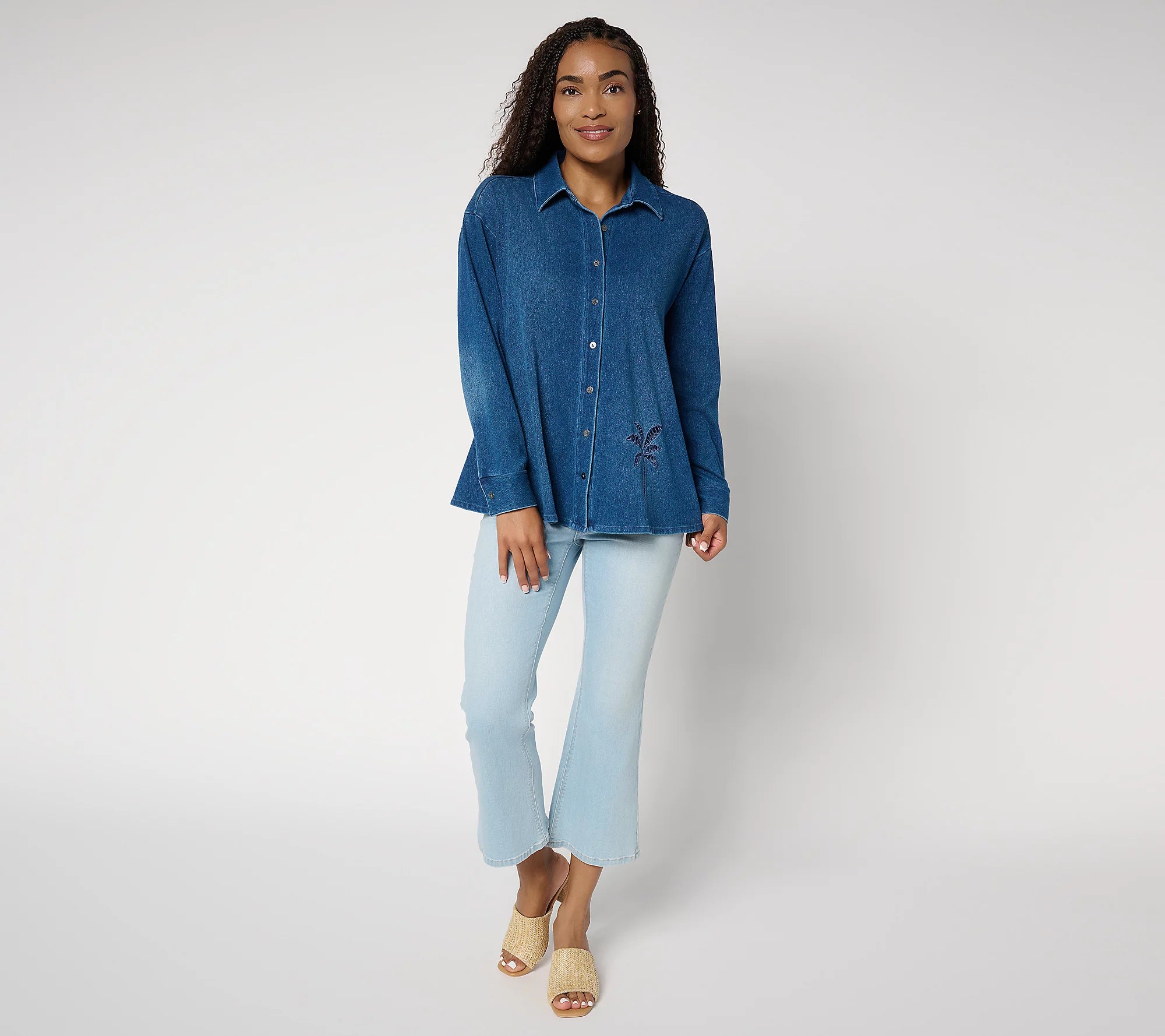 Attitudes by Renee Prime Stretch 2 Denim Button Front Shirt