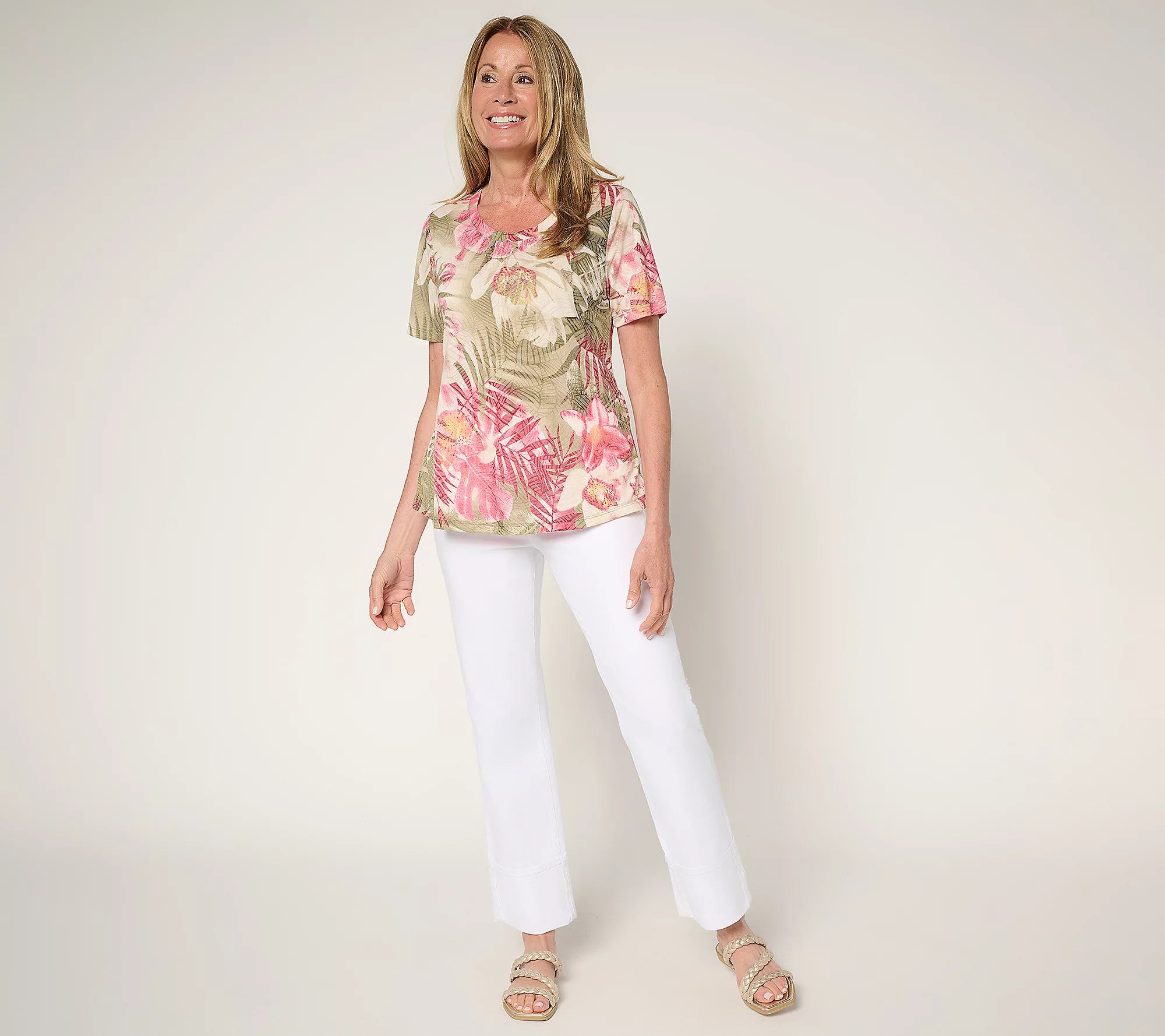 Attitudes by Renee Burnout Knit Short Sleeve Tee