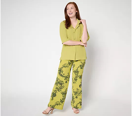 Attitudes by Renee Printed Woven Full Length Pants – Renee Greenstein