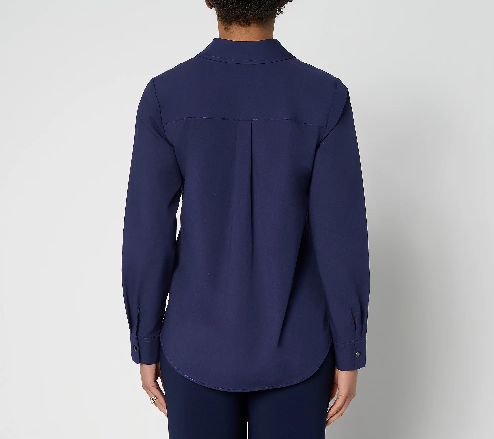 Attitudes by Renee Poplin Button Front Shirt with Color Blocking